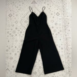 Avec Les Filles Black Flare Romper With Low Back Detail